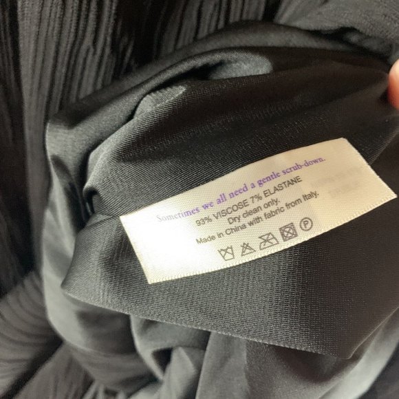 MM. LaFleur A-Line Dress Women's 14 Black Stretch Pleated Asymmetric Button 8173 - Picture 4 of 10
